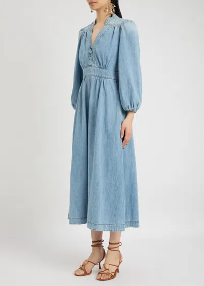 Zimmermann Denim Midi Dress In Blue