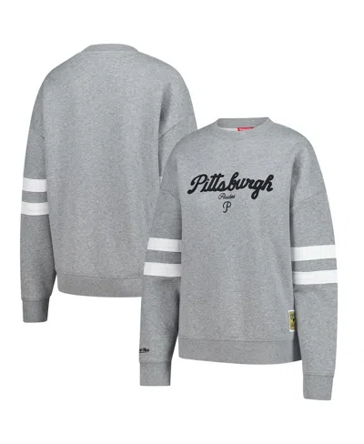 Mitchell & Ness Women's Heather Gray Pittsburgh Pirates Lightweight Logo Pullover Sweatshirt