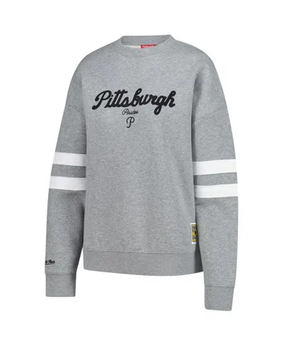 Mitchell & Ness Women's Heather Gray Pittsburgh Pirates Lightweight Logo Pullover Sweatshirt