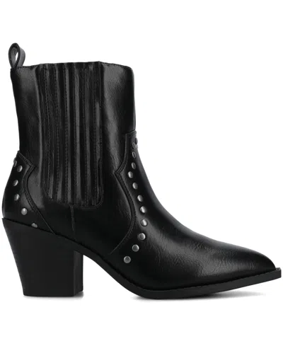Journee Collection Journee Womens Braylee Studded Western Ankle Booties