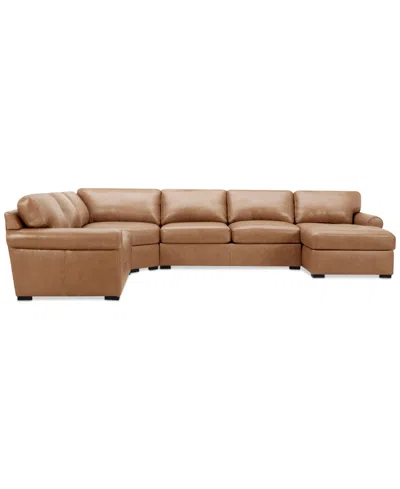 Macy's Radley Roll Arm 152" 5-pc. Leather Wedge Corner Chaise Sectional, Exclusively At