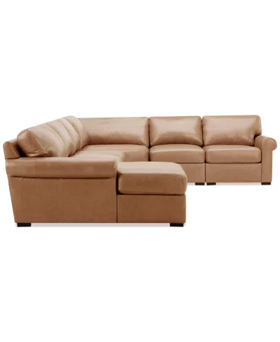 Macy's Radley Roll Arm 152" 5-pc. Leather Wedge Corner Chaise Sectional, Exclusively At