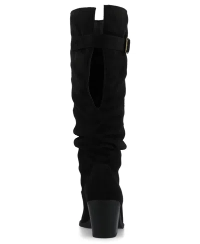 Journee Collection Womens Kaleah-wc Wide Calf Stacked Heel Dress Boots Wide Width In Black