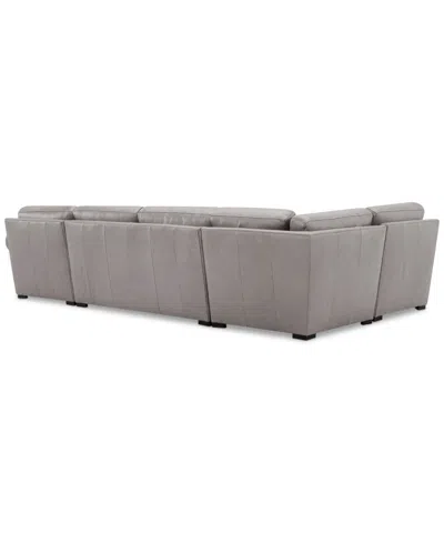 Macy's Radley Roll Arm 139" 4-pc. Leather Square Corner Chaise Sectional, Exclusively At