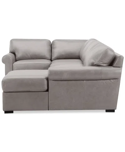 Macy's Radley Roll Arm 139" 4-pc. Leather Square Corner Chaise Sectional, Exclusively At