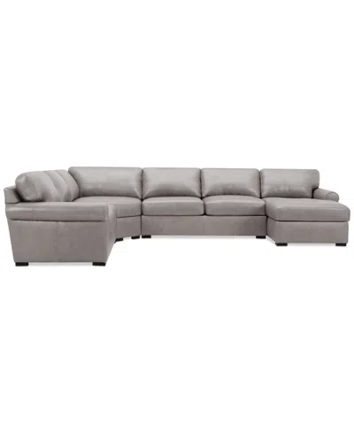 Macy's Radley Roll Arm 152" 5-pc. Leather Wedge Corner Chaise Sectional, Exclusively At