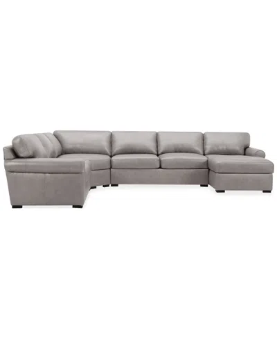 Macy's Radley Roll Arm 152" 5-pc. Leather Wedge Corner Chaise Sectional, Exclusively At