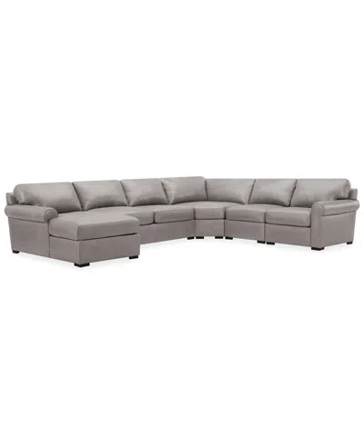 Macy's Radley Roll Arm 152" 5-pc. Leather Wedge Corner Chaise Sectional, Exclusively At