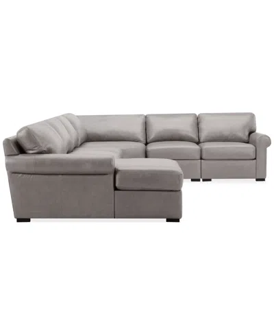 Macy's Radley Roll Arm 152" 5-pc. Leather Wedge Corner Chaise Sectional, Exclusively At