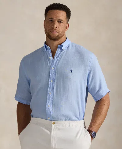 Polo Ralph Lauren Mens Button-down Short-sleeves Cotton-poplin Shirt Bsr Blue In Multi