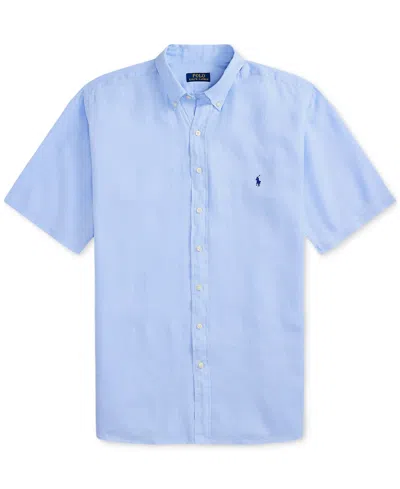 Polo Ralph Lauren Mens Button-down Short-sleeves Cotton-poplin Shirt Bsr Blue In Multi
