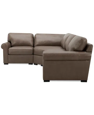 Macy's Radley Roll Arm 117" 4-pc. Leather Wedge Corner L Sectional, Exclusively At