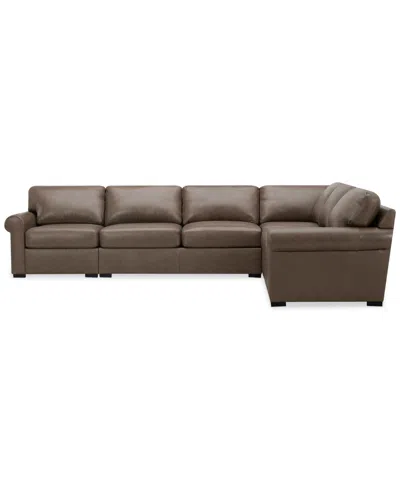 Macy's Radley Roll Arm 139" 5-pc. Leather Square Corner L Sectional, Exclusively At