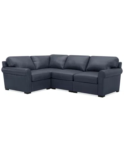 Macy's Radley Roll Arm 104" 4-pc. Leather Square Corner L Sectional, Exclusively At