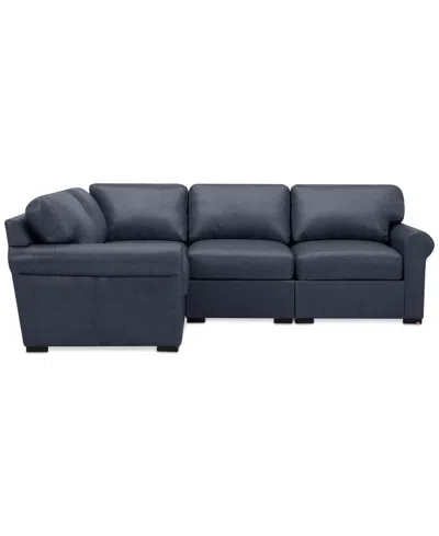 Macy's Radley Roll Arm 104" 4-pc. Leather Square Corner L Sectional, Exclusively At