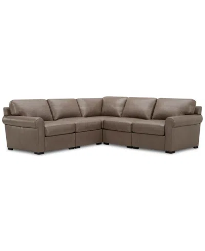 Macy's Radley Roll Arm 104" 5-pc. Leather Square Corner L Sectional, Exclusively At