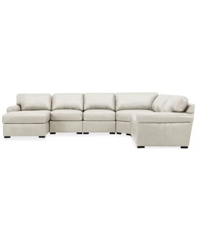 Macy's Radley Roll Arm 145" 6-pc. Leather Wedge Corner Chaise Sectional, Exclusively At