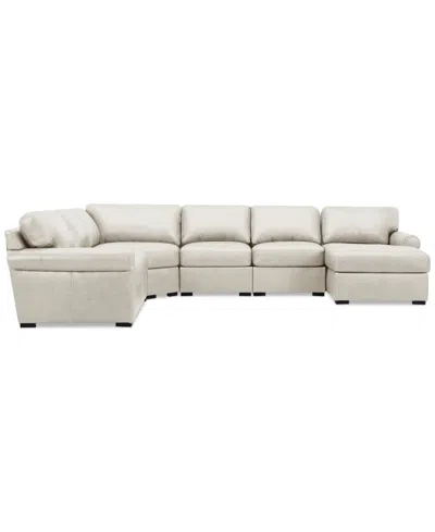 Macy's Radley Roll Arm 145" 6-pc. Leather Wedge Corner Chaise Sectional, Exclusively At