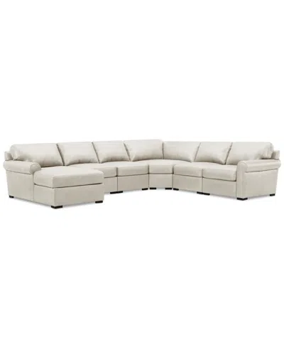 Macy's Radley Roll Arm 145" 6-pc. Leather Wedge Corner Chaise Sectional, Exclusively At