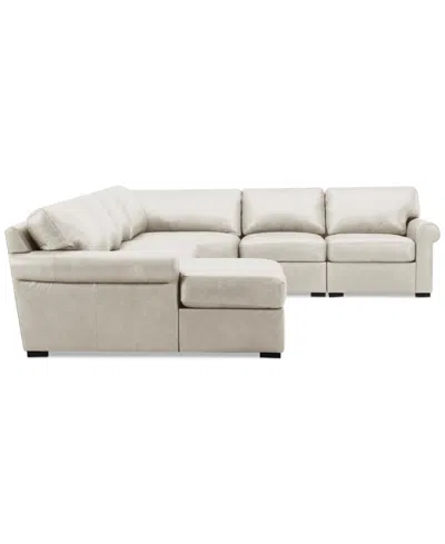 Macy's Radley Roll Arm 145" 6-pc. Leather Wedge Corner Chaise Sectional, Exclusively At