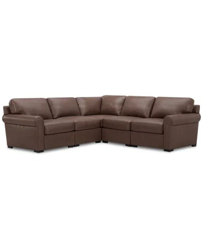 Macy's Radley Roll Arm 104" 5-pc. Leather Square Corner L Sectional, Exclusively At