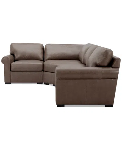 Macy's Radley Roll Arm 117" 4-pc. Leather Wedge Corner L Sectional, Exclusively At