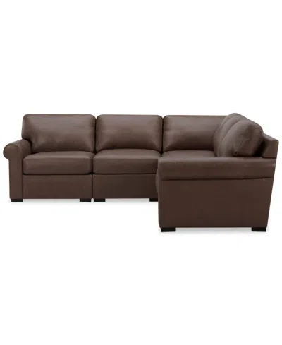 Macy's Radley Roll Arm 104" 5-pc. Leather Square Corner L Sectional, Exclusively At