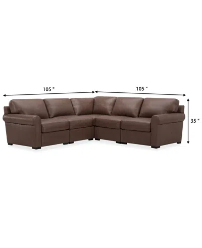 Macy's Radley Roll Arm 104" 5-pc. Leather Square Corner L Sectional, Exclusively At