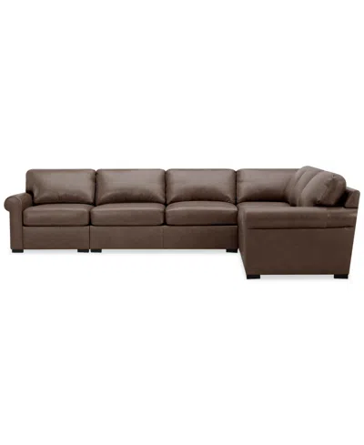 Macy's Radley Roll Arm 139" 5-pc. Leather Square Corner L Sectional, Exclusively At