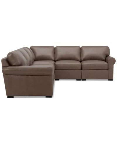 Macy's Radley Roll Arm 139" 5-pc. Leather Square Corner L Sectional, Exclusively At