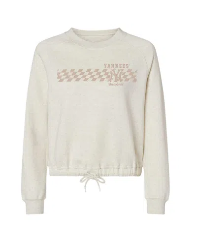 Soft As A Grape Women's Natural Los Angeles Dodgers Tonal Checkered Sweatshirt In Neutral