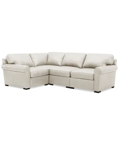 Macy's Radley Roll Arm 104" 4-pc. Leather Square Corner L Sectional, Exclusively At