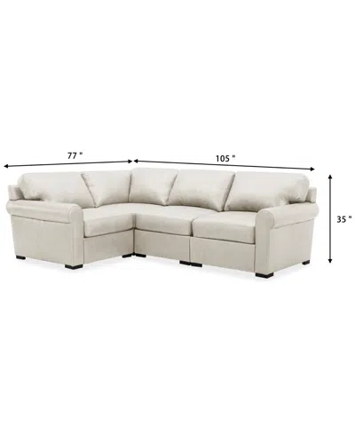 Macy's Radley Roll Arm 104" 4-pc. Leather Square Corner L Sectional, Exclusively At