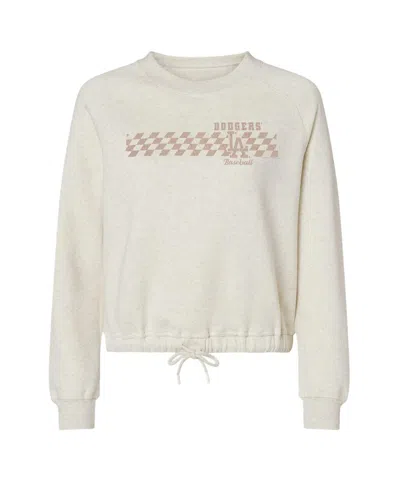 Soft As A Grape Women's Natural Los Angeles Dodgers Tonal Checkered Sweatshirt In Neutral