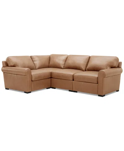 Macy's Radley Roll Arm 104" 4-pc. Leather Square Corner L Sectional, Exclusively At
