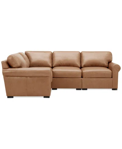 Macy's Radley Roll Arm 104" 4-pc. Leather Square Corner L Sectional, Exclusively At