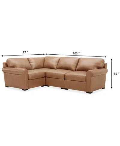 Macy's Radley Roll Arm 104" 4-pc. Leather Square Corner L Sectional, Exclusively At