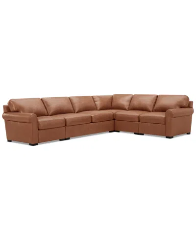 Macy's Radley Roll Arm 139" 5-pc. Leather Square Corner L Sectional, Exclusively At