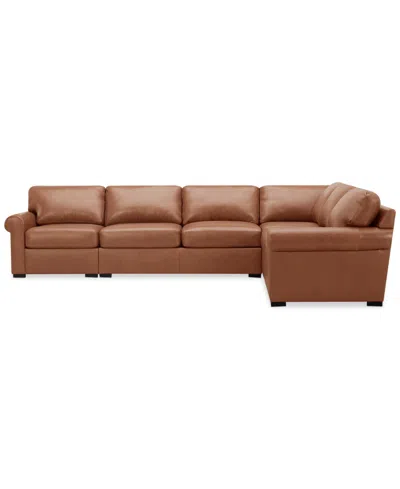 Macy's Radley Roll Arm 139" 5-pc. Leather Square Corner L Sectional, Exclusively At