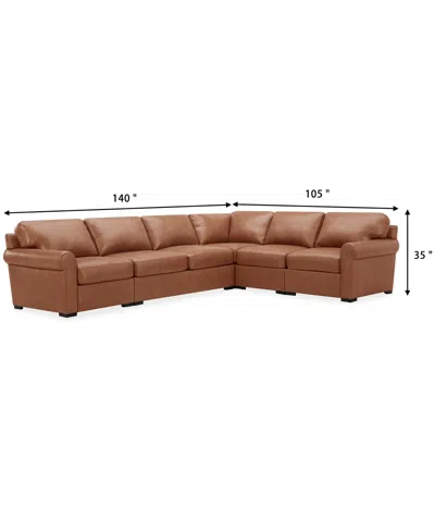 Macy's Radley Roll Arm 139" 5-pc. Leather Square Corner L Sectional, Exclusively At