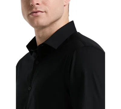 Perry Ellis Solid Sateen Slim Fit Dress Shirt In Black