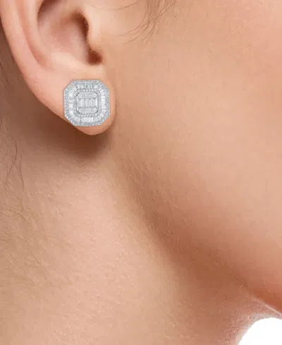 Macy's Diamond Cluster Square Stud Earrings (2 Ct. T.w.) In 14k White Gold