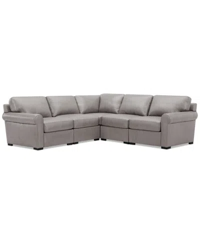 Macy's Radley Roll Arm 104" 5-pc. Leather Square Corner L Sectional, Exclusively At