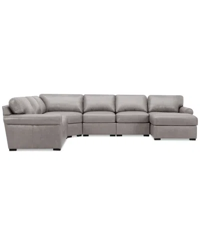 Macy's Radley Roll Arm 139" 4-pc. Leather Square Corner Chaise Sectional, Exclusively At