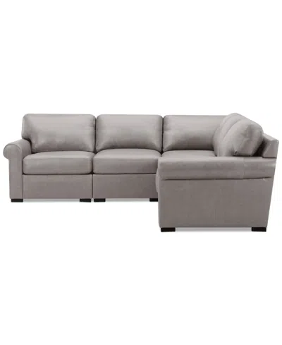 Macy's Radley Roll Arm 104" 5-pc. Leather Square Corner L Sectional, Exclusively At