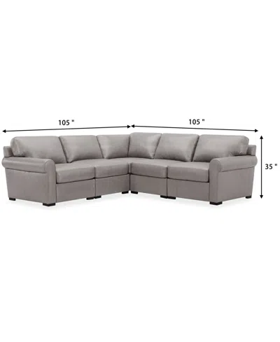 Macy's Radley Roll Arm 104" 5-pc. Leather Square Corner L Sectional, Exclusively At