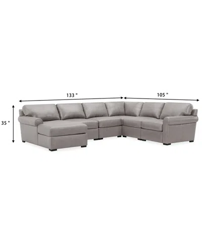 Macy's Radley Roll Arm 139" 4-pc. Leather Square Corner Chaise Sectional, Exclusively At