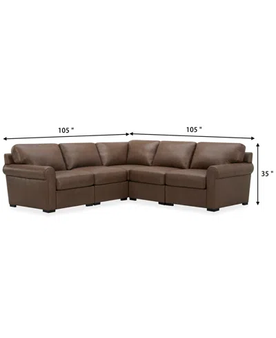 Macy's Radley Roll Arm 104" 5-pc. Leather Square Corner L Sectional, Exclusively At