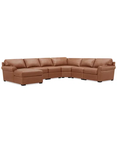 Macy's Radley Roll Arm 145" 6-pc. Leather Wedge Corner Chaise Sectional, Exclusively At