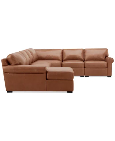 Macy's Radley Roll Arm 145" 6-pc. Leather Wedge Corner Chaise Sectional, Exclusively At